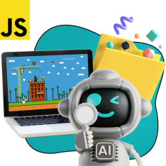 Язык программирования JavaScript + AI. Проектное обучение + геймификация + AI-помощники - КИБЕРшкола программирования для детей, компьютерные курсы для школьников, начинающих и подростков - KIBERone г. Армавир